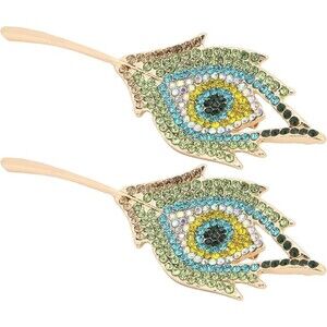 2Pcs Peacock Feather Shape Jewelry Fashion Pin Women's Brooch